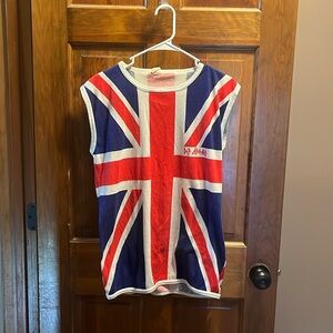 Vintage 80s Def Leppard Concert Tour Sleeveless British Flag Shirt Size L